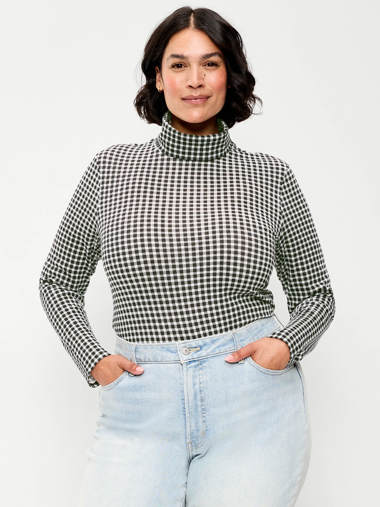 Slim-Fit Turtleneck - Black/Black Gingham