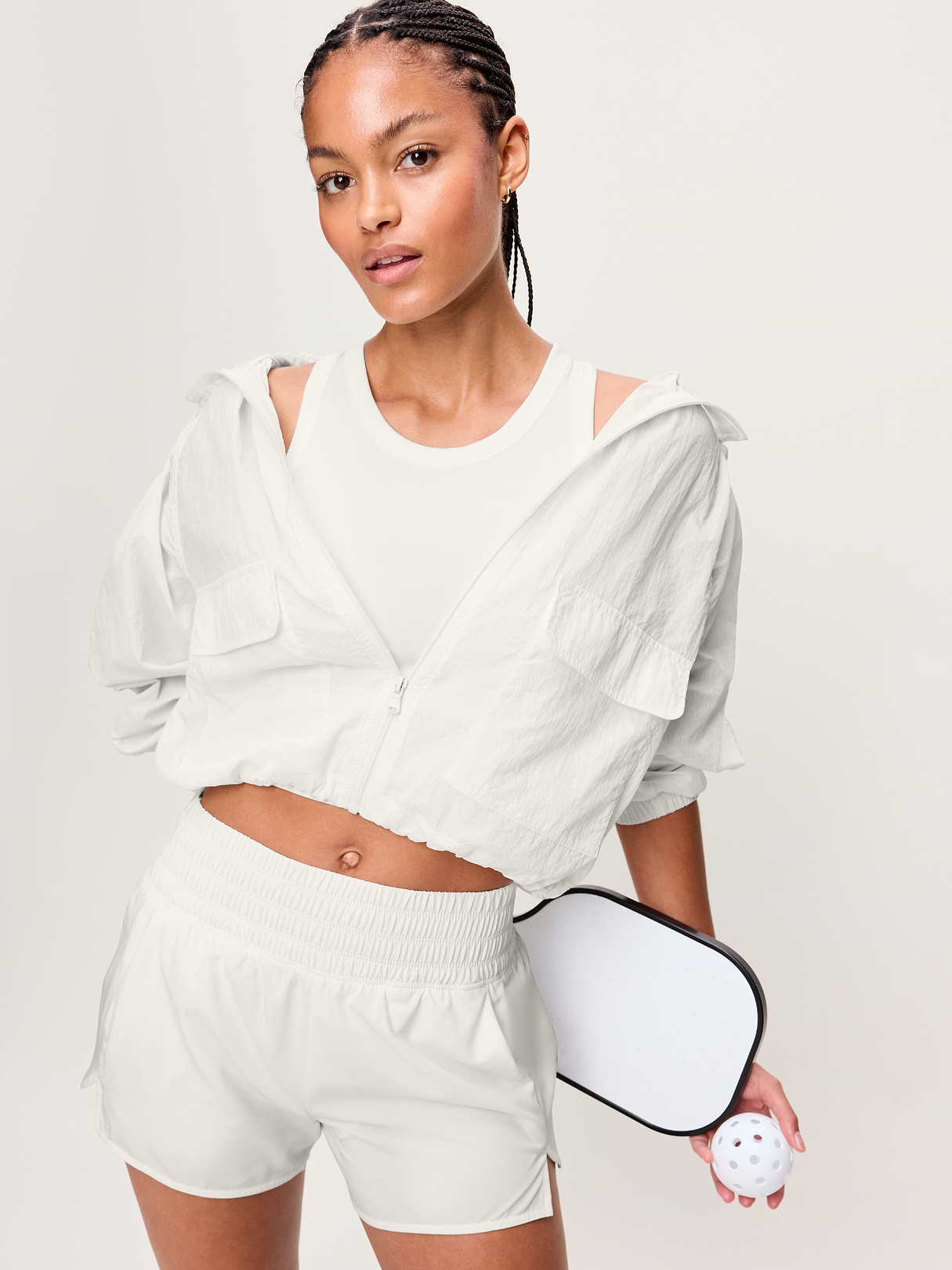 Seamless Fitted High-Neck Crop Top - Magnolia