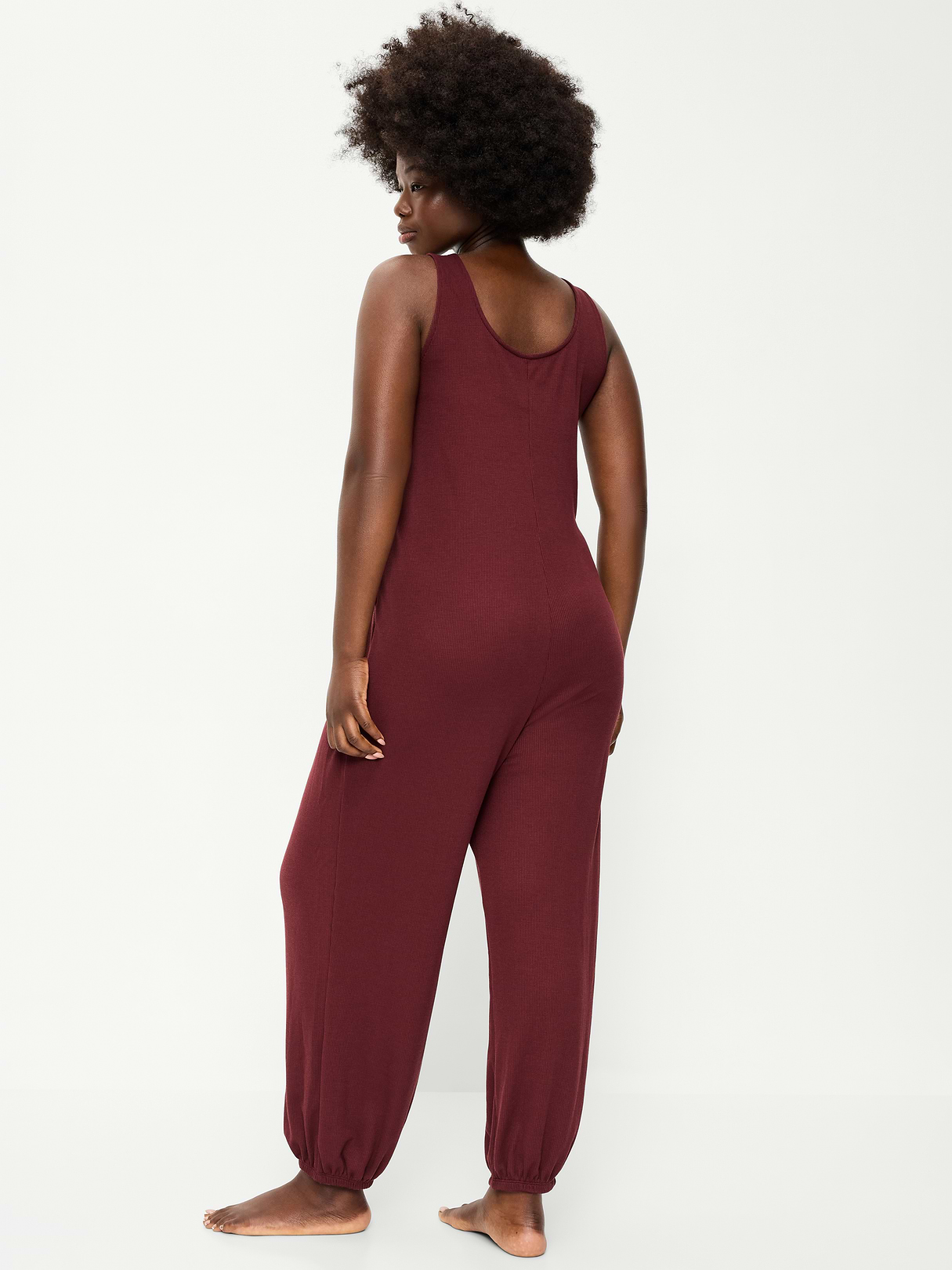 Waffle-Knit Harem-Leg Pajama Jumpsuit - Reddy Or Not