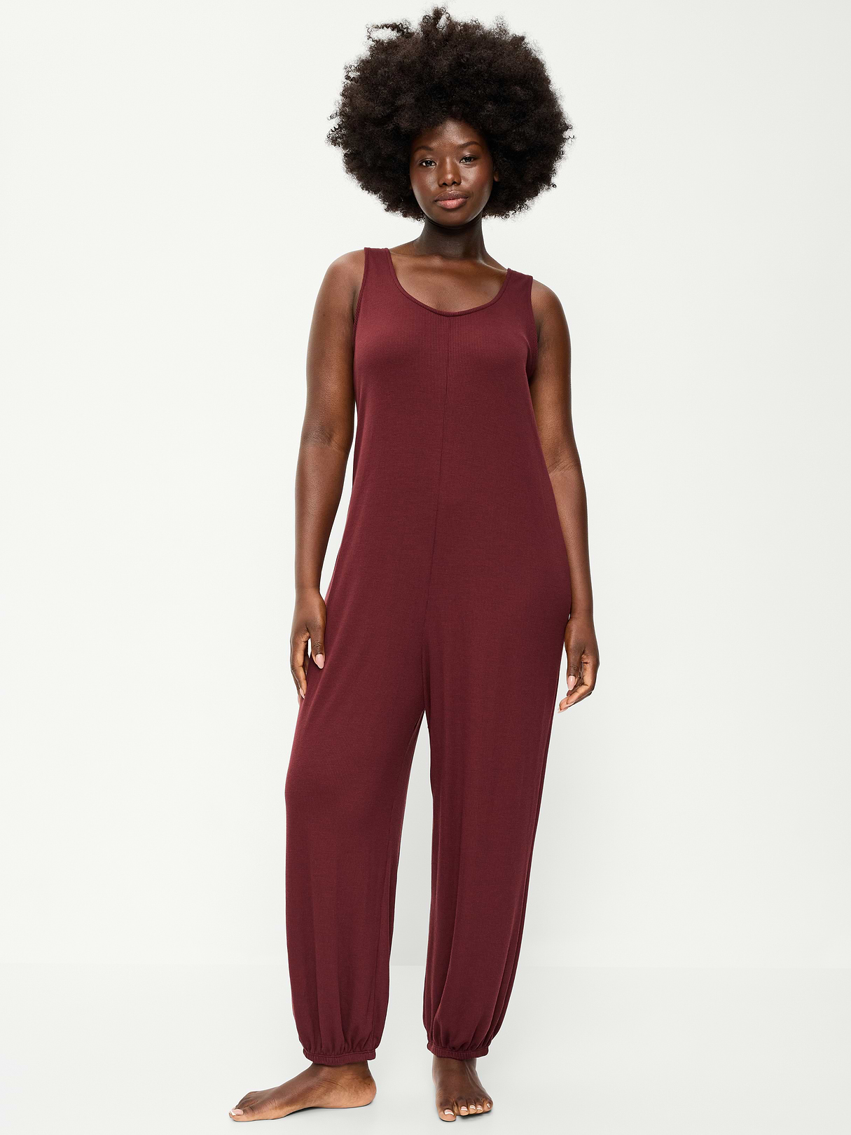 Waffle-Knit Harem-Leg Pajama Jumpsuit - Reddy Or Not
