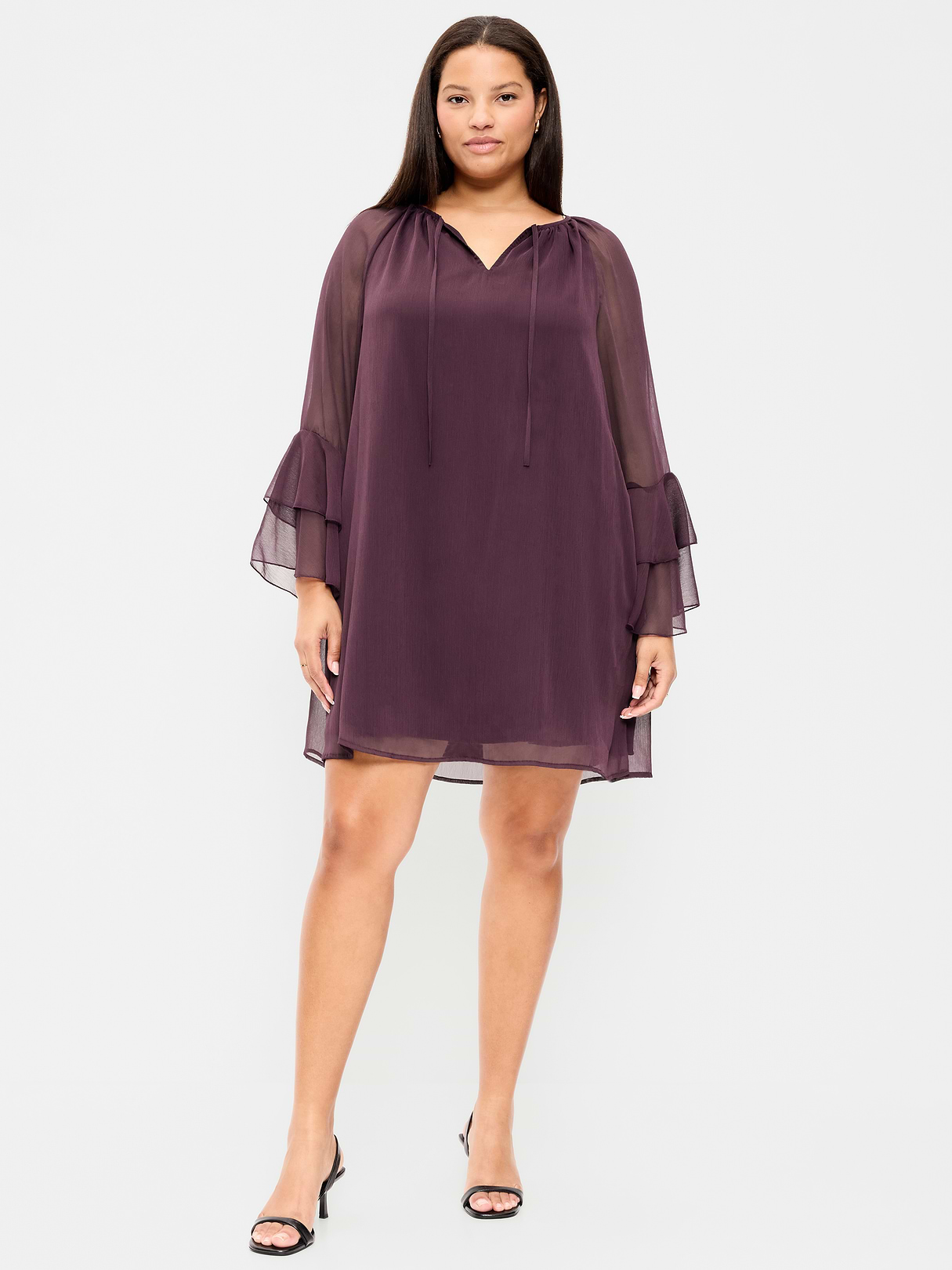 Bell-Sleeve Boho Mini Dress - Veil Of Night