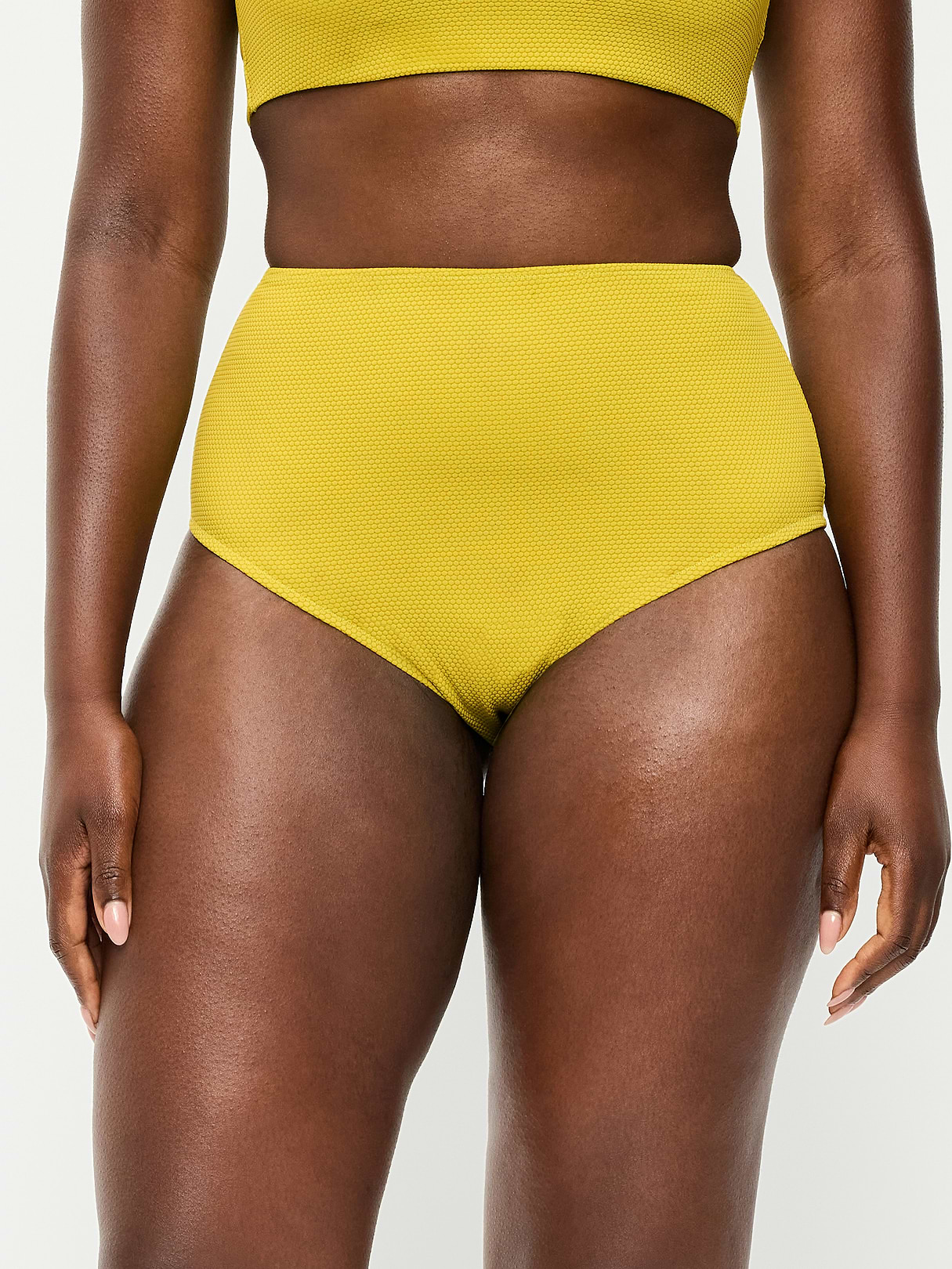 High-Waisted Ribbed Bikini Swim Bottoms - Lacewing