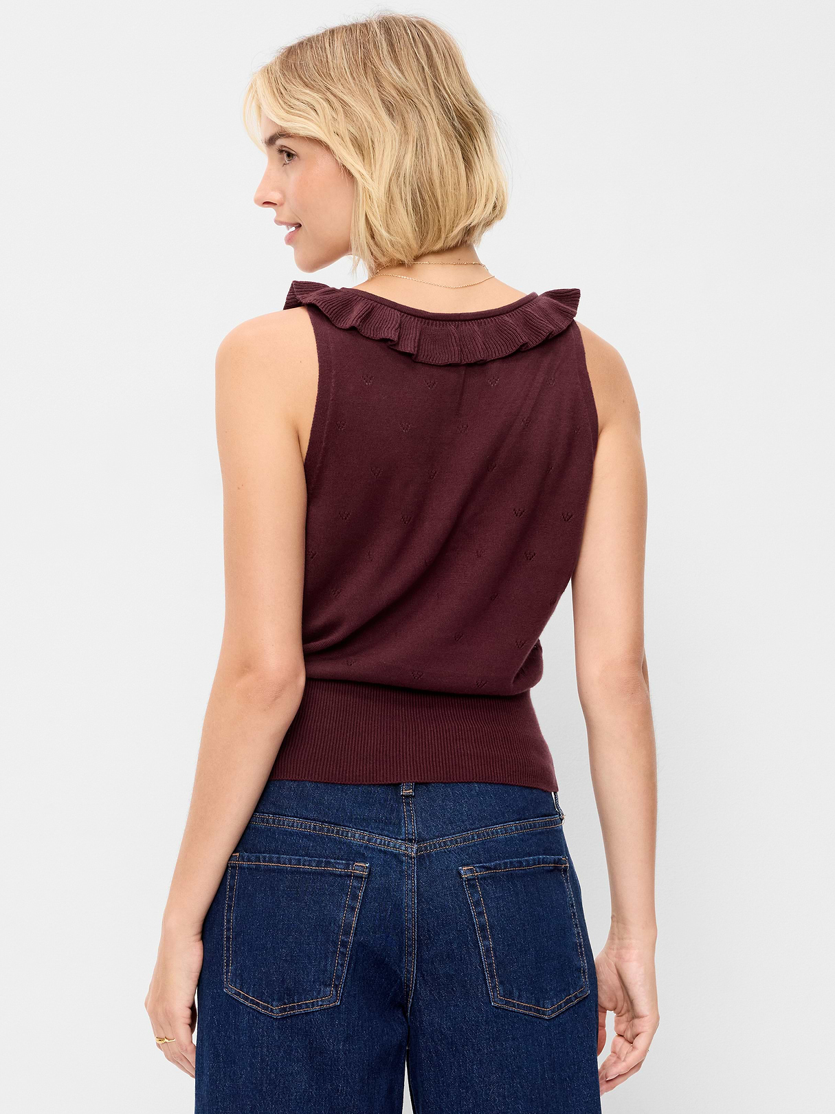 SoSoft Cotton Tie-Front Pointelle Tank Top - Reddy Or Not