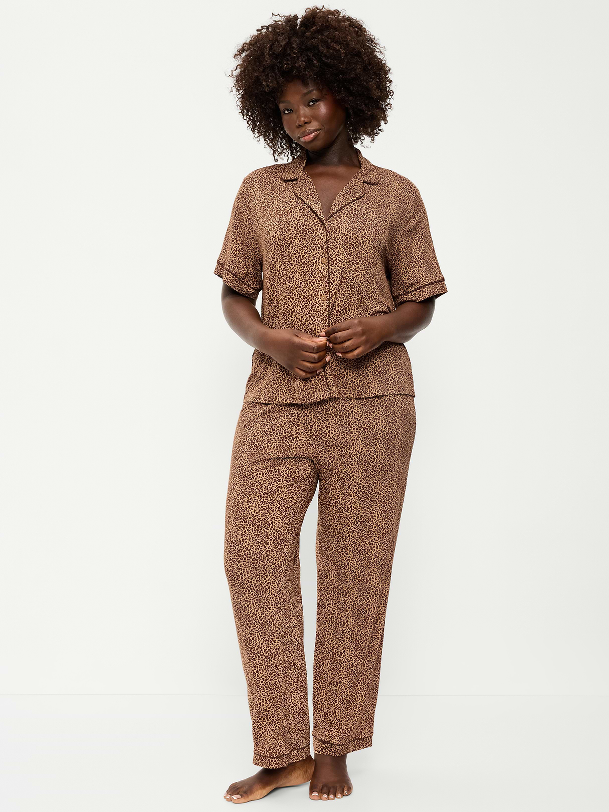 Sunday Sleep Knit Jersey Pant Set - Leopard