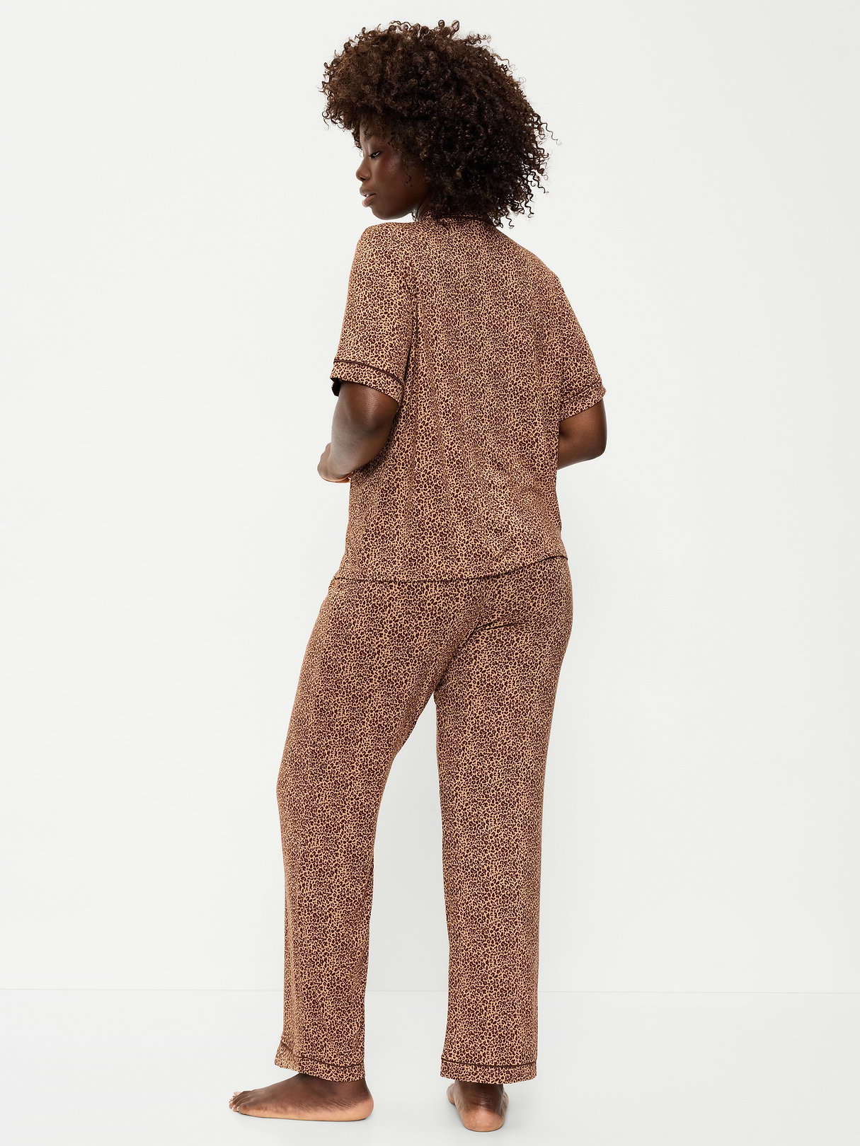 Sunday Sleep Knit Jersey Pant Set - Leopard