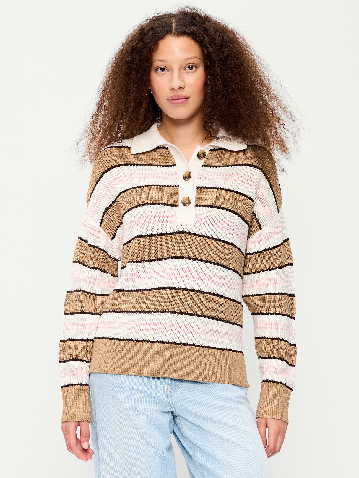 Cotton-Blend Rugby Polo - Neutral Stripe