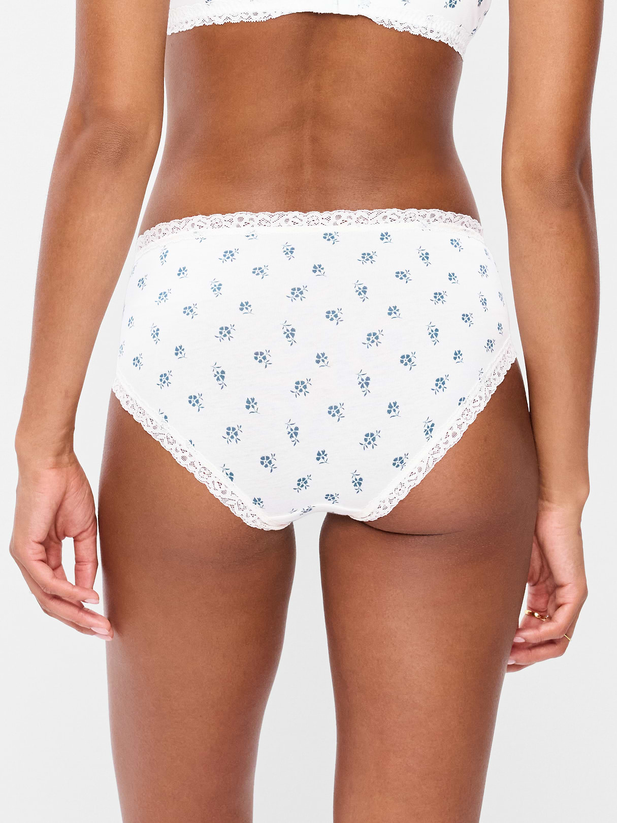 Lace-Trim Hipster Underwear - Blue Ditsy Floral