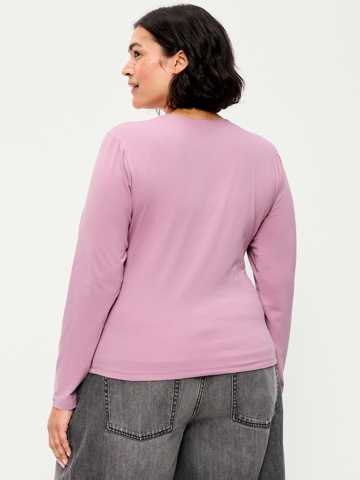 Hug Double-Layer Crew-Neck Long-Sleeve Top - Rose Dawn
