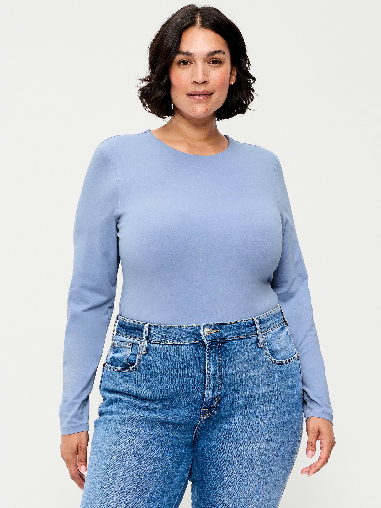 Hug Double-Layer Crew-Neck Long-Sleeve Top - Shady Lane