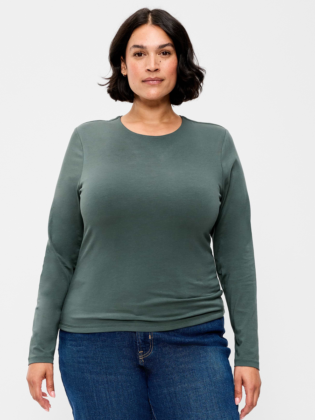 Hug Double-Layer Crew-Neck Long-Sleeve Top - Cavernous