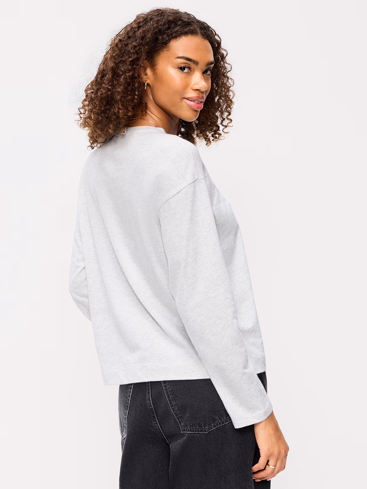 Vintage Long-Sleeve Crew-Neck T-Shirt - Light Heather Gray