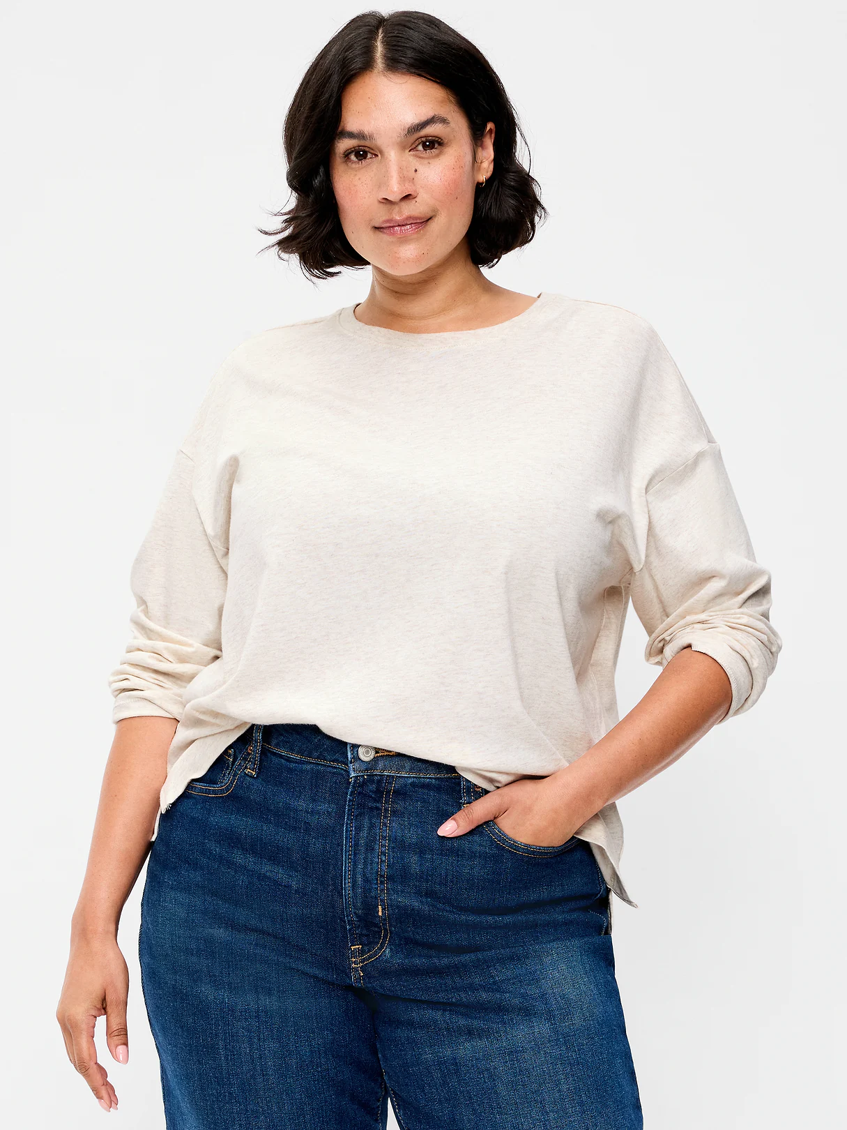 Vintage Long-Sleeve Crew-Neck T-Shirt - Oatmeal Heather