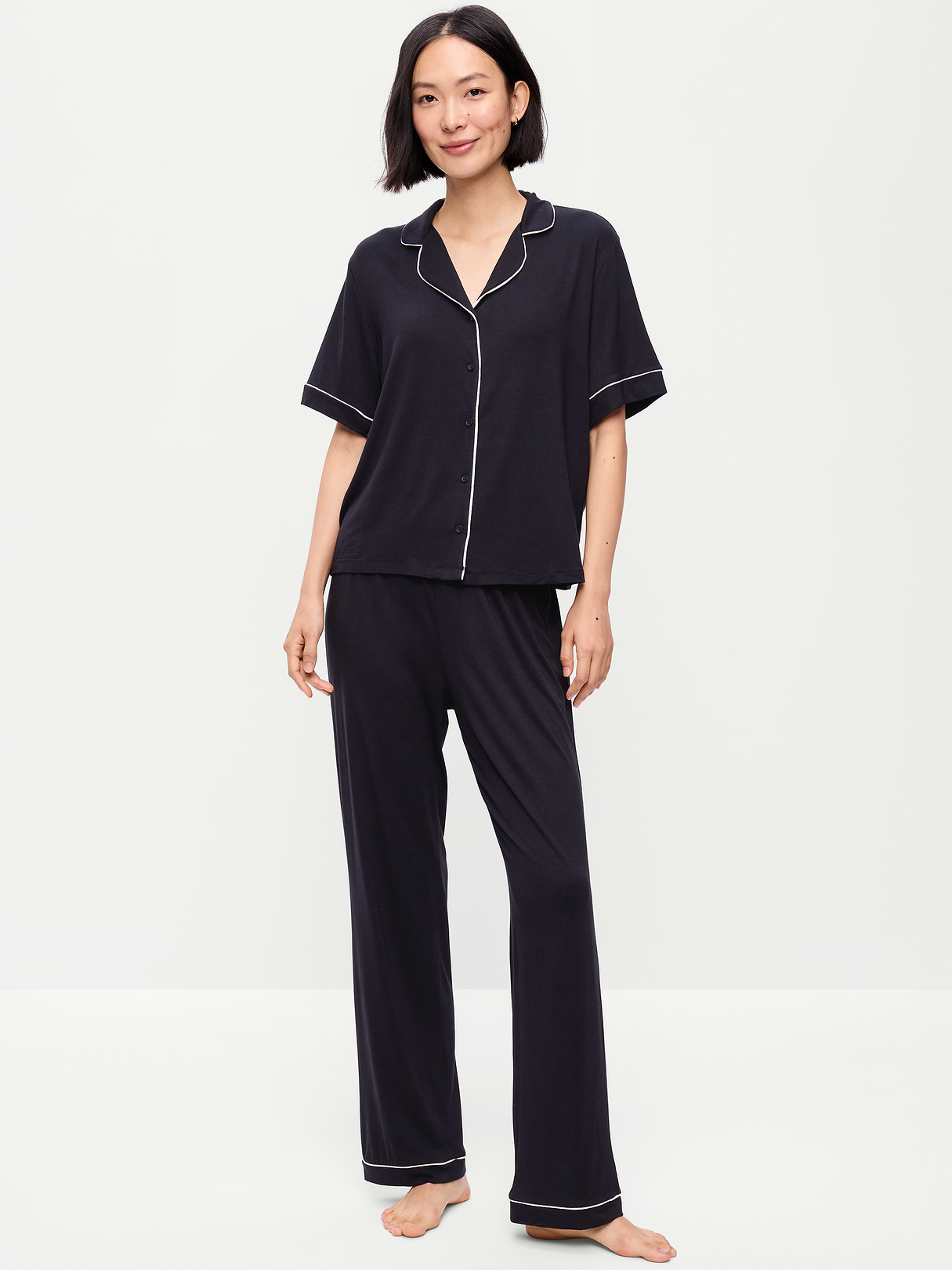 Sunday Sleep Knit Jersey Pant Set - Black Jack