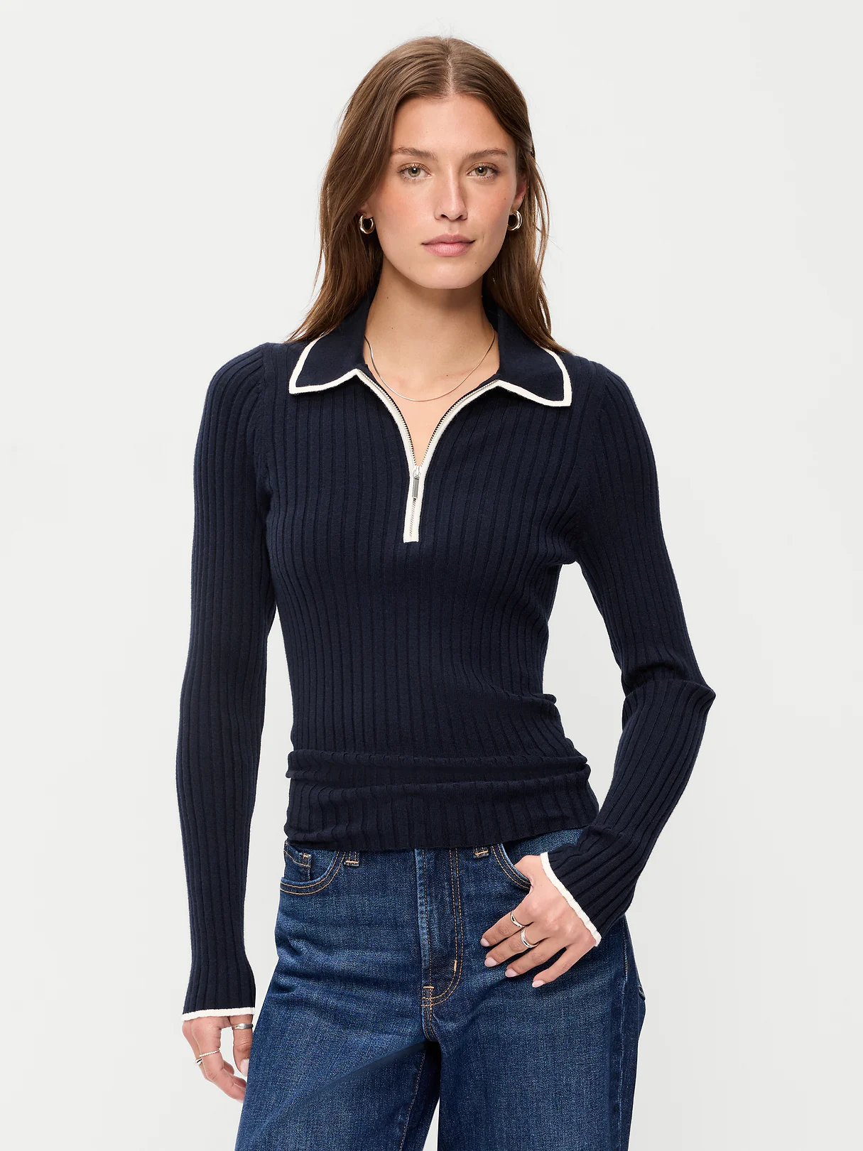 Long-Sleeve Half-Zip Top - In the Navy