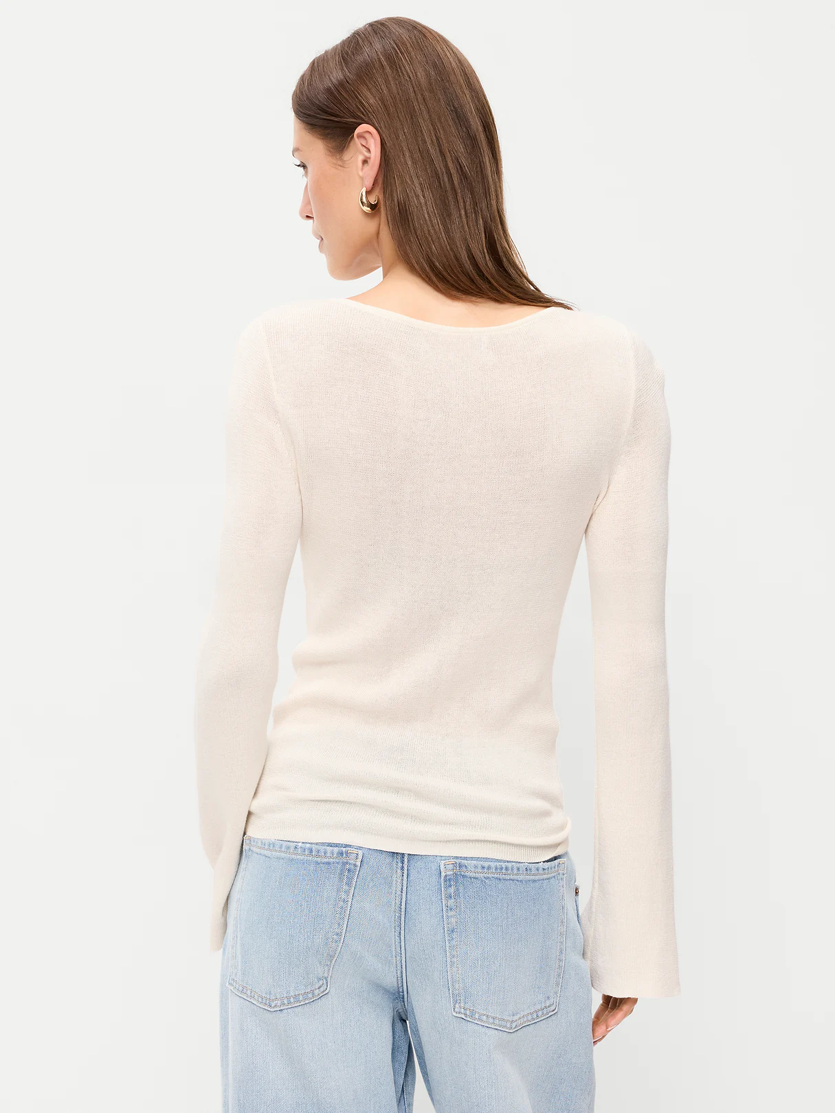 Bell-Sleeve Keyhole Top - Creme De La Creme