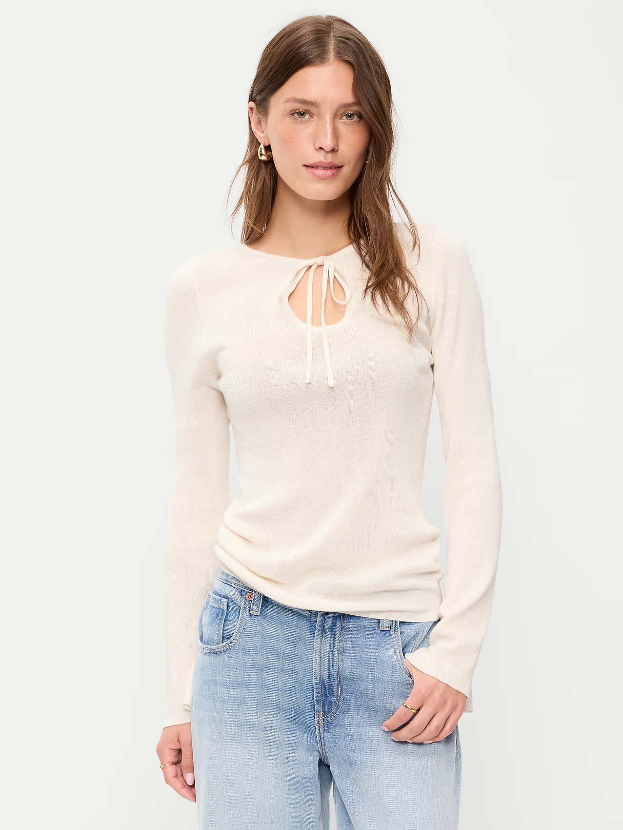 Bell-Sleeve Keyhole Top - Creme De La Creme