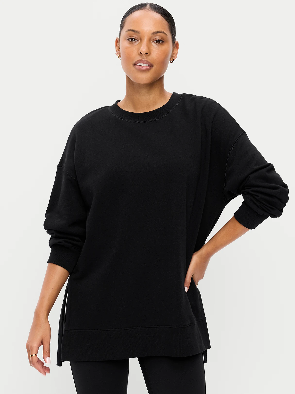 SoComfy Relaxed Tunic Sweatshirt - Black Jack