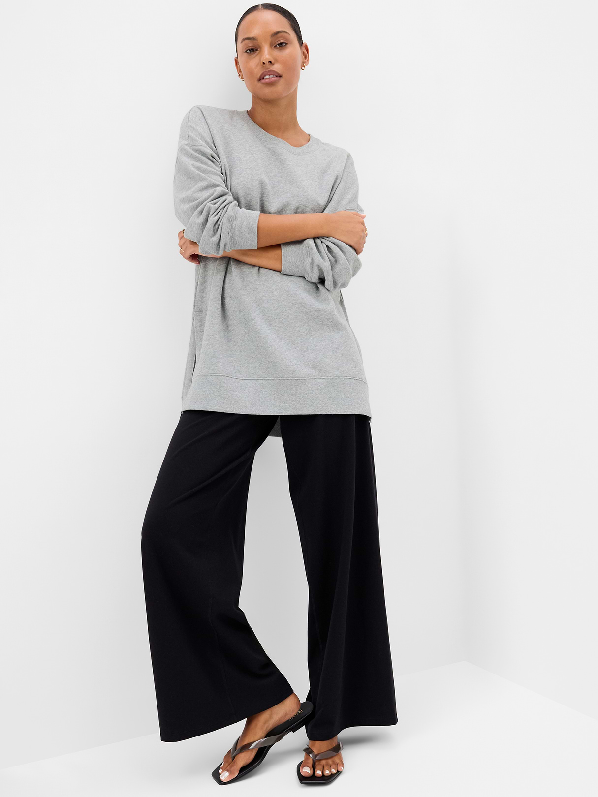SoComfy Relaxed Tunic Sweatshirt - Heather Gray