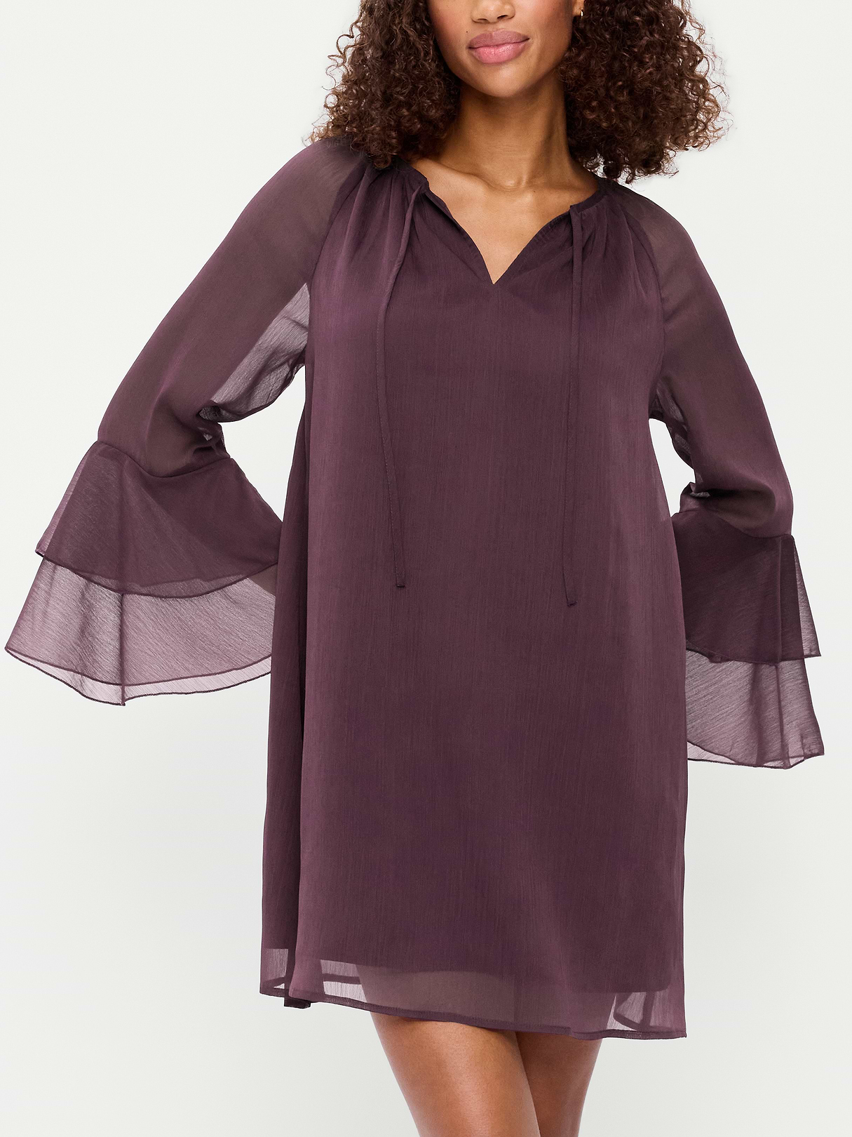 Bell-Sleeve Boho Mini Dress - Veil Of Night
