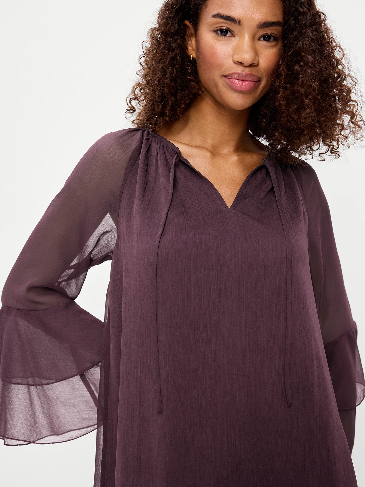 Bell-Sleeve Boho Mini Dress - Veil Of Night