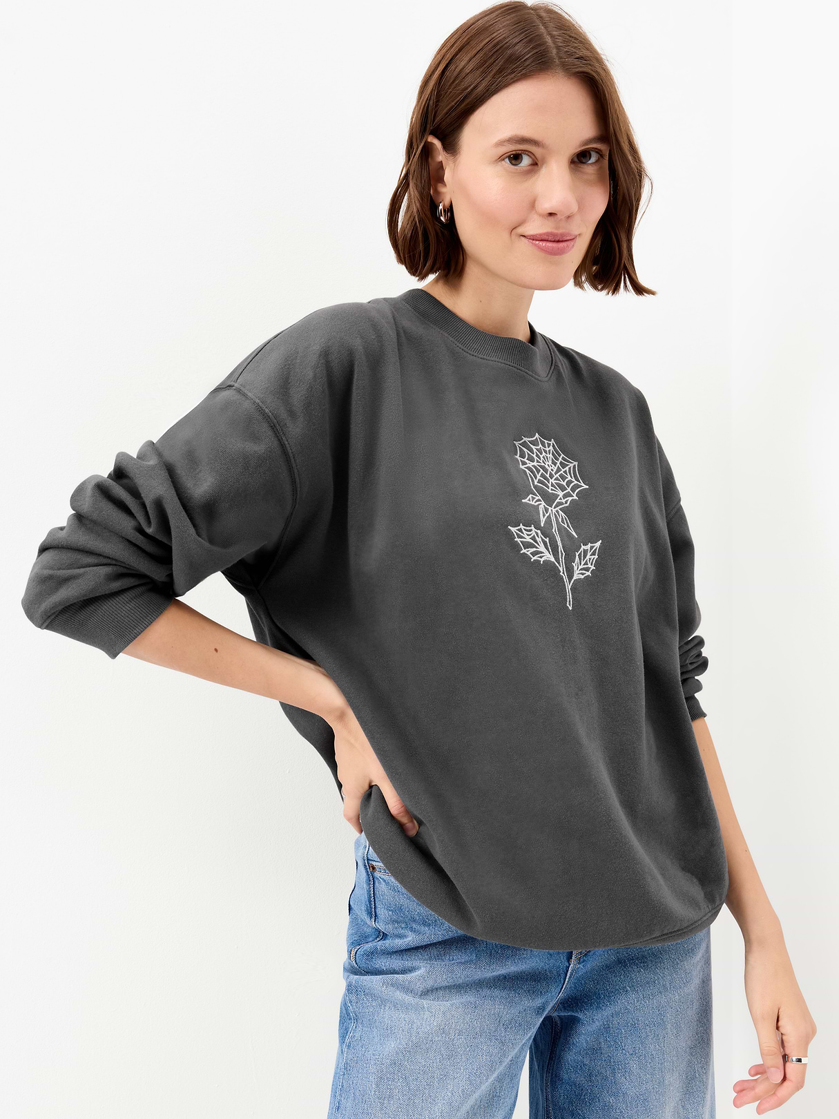 SoComfy Oversized Graphic Sweatshirt - Stainless Steel