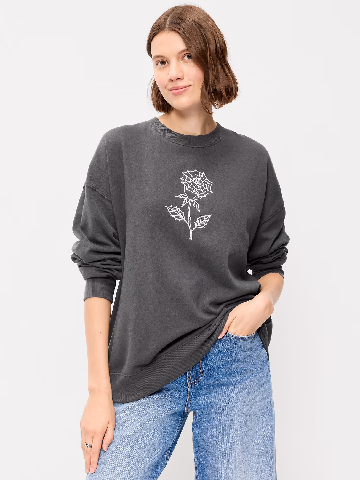 SoComfy Oversized Graphic Sweatshirt - Stainless Steel