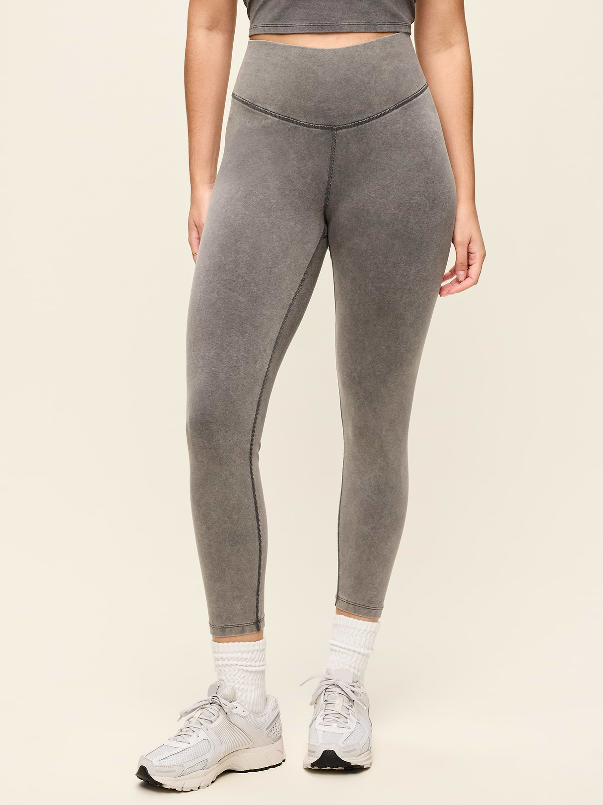 High-Waisted PowerChill 7/8 Cotton Leggings - Panther (Washed)