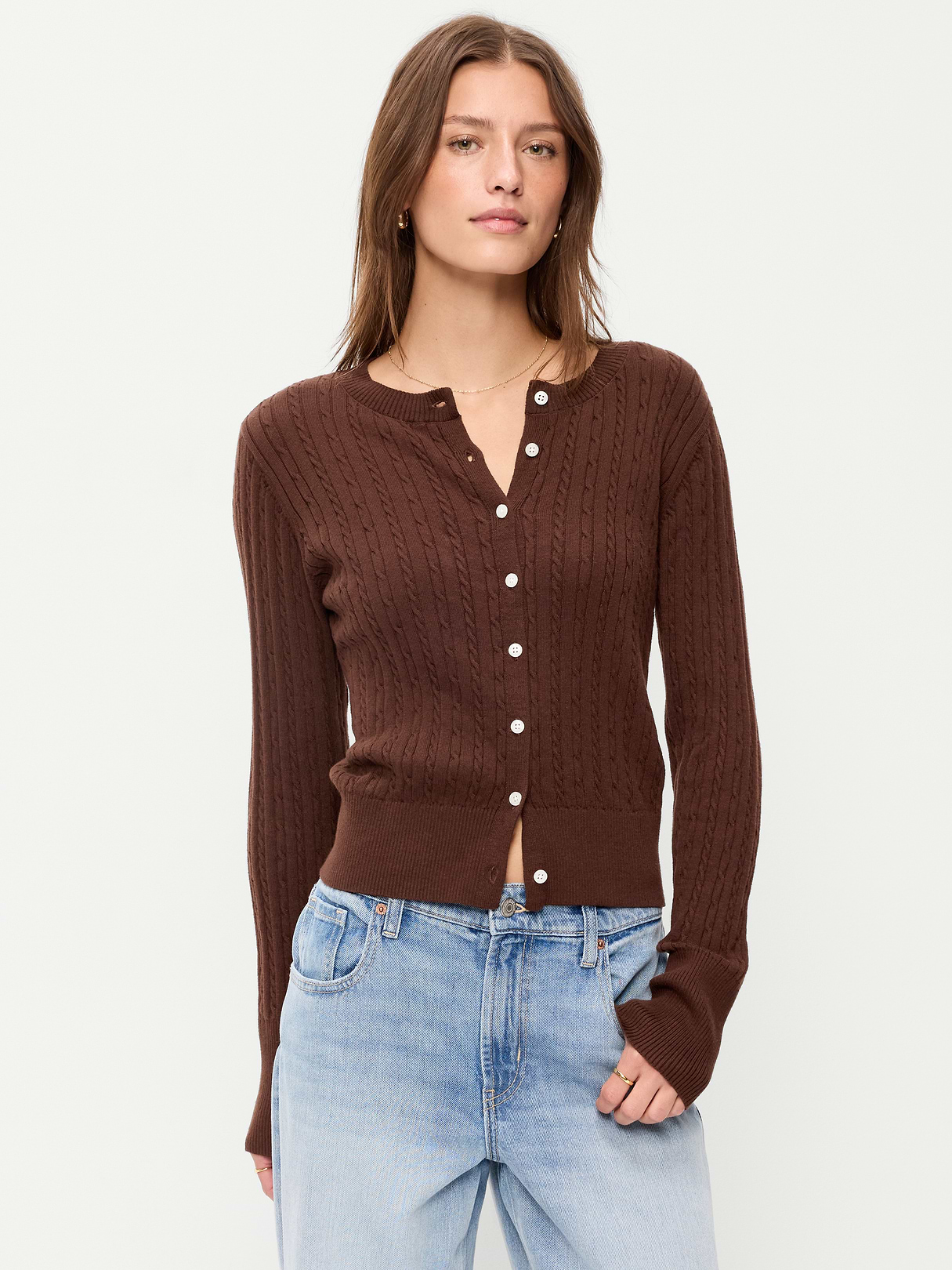 SoSoft Cropped Crew-Neck Cardigan - Earthen