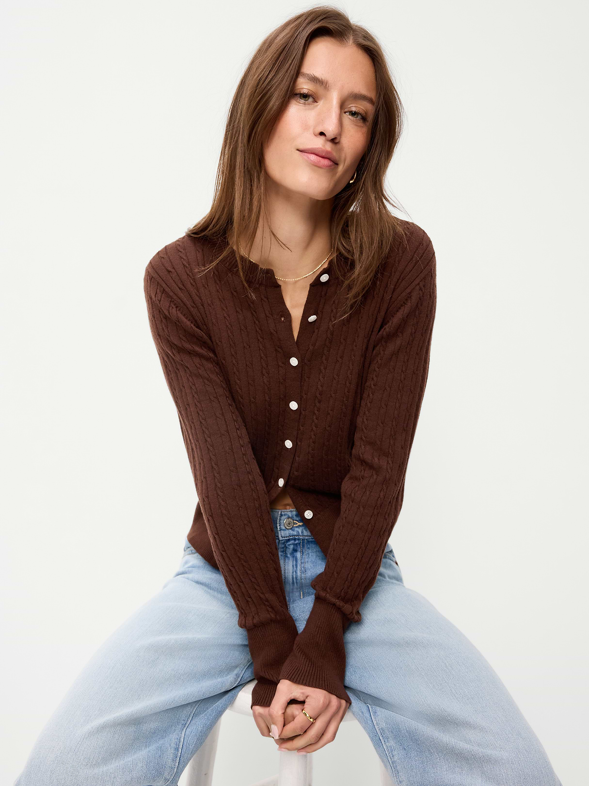 SoSoft Cropped Crew-Neck Cardigan - Earthen