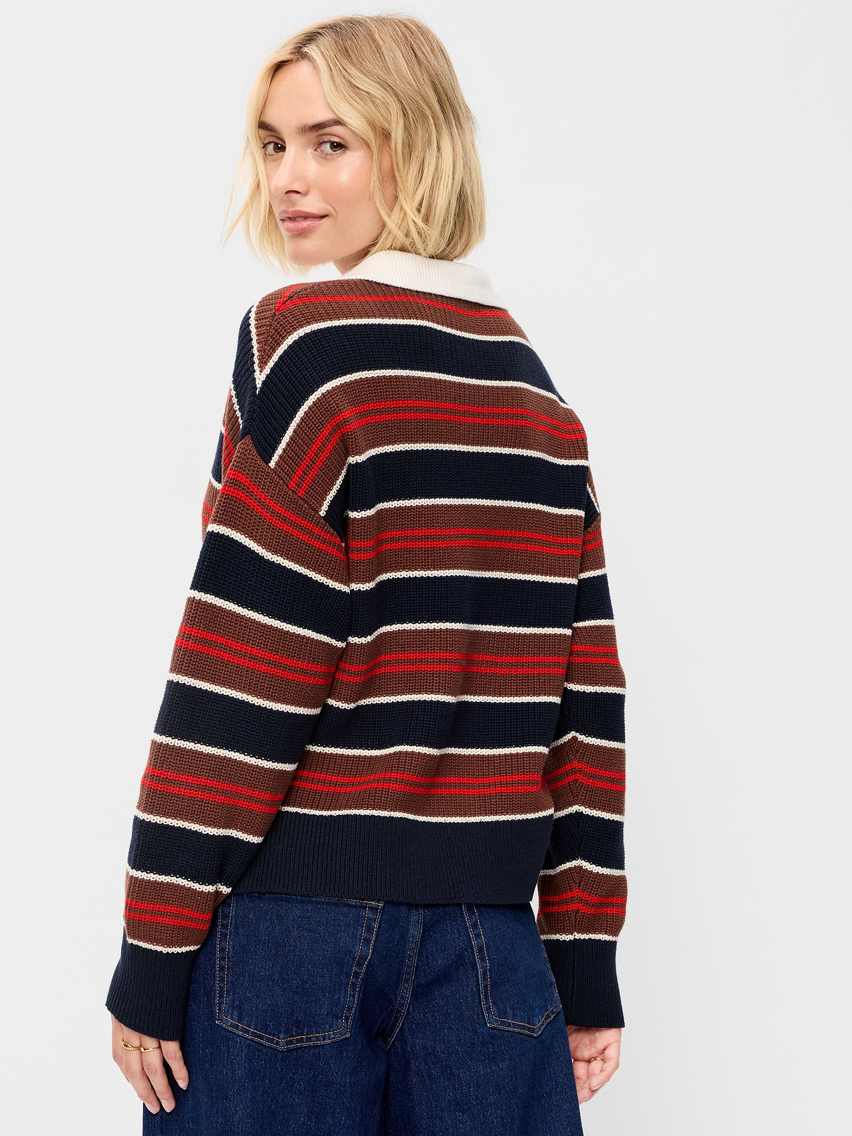 Cotton-Blend Rugby Polo - Earth Brown Stripe