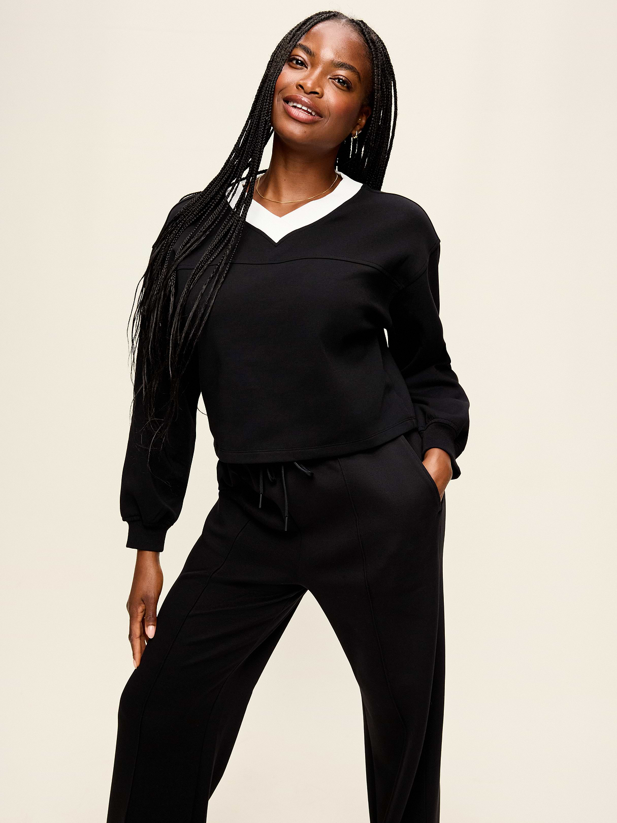 Dynamic Fleece Oversized Cropped Sweatshirt - Black Jack