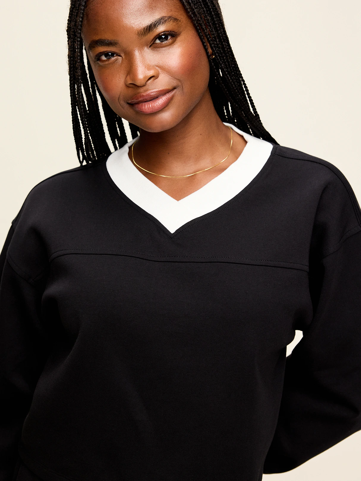 Dynamic Fleece Oversized Cropped Sweatshirt - Black Jack