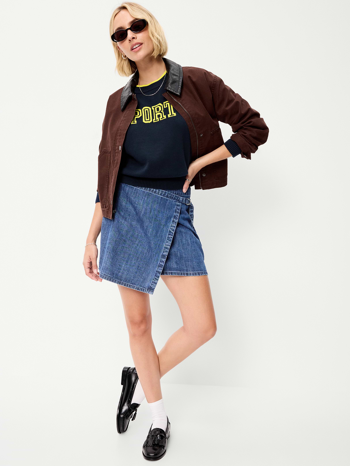 Cotton-Blend Crew-Neck Cropped Sweater - Sports
