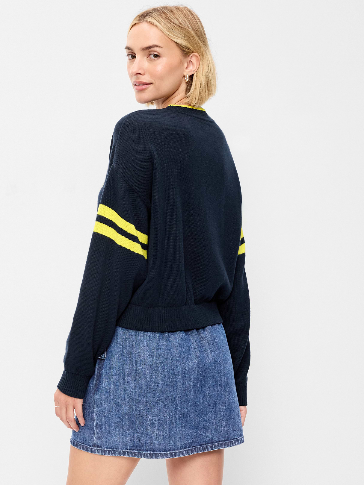 Cotton-Blend Crew-Neck Cropped Sweater - Sports