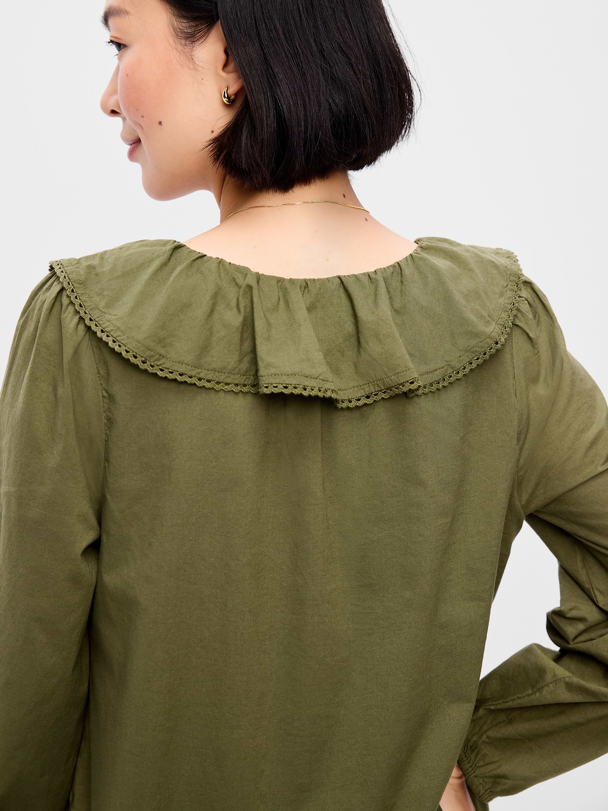 Long-Sleeve Ruffle-Collar Swing Mini Dress - Hearthwood