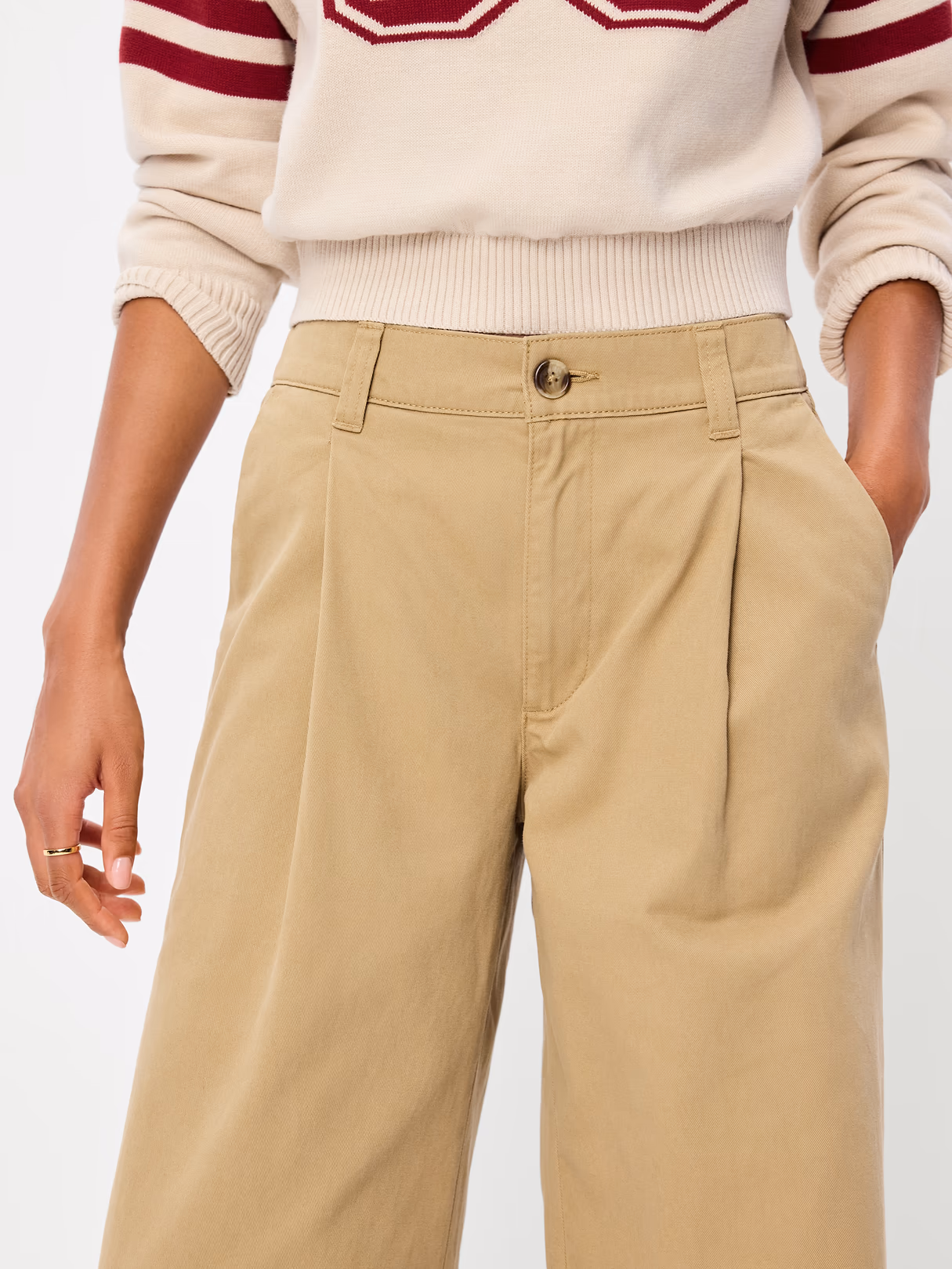 Mid-Rise Pleated Wide-Leg Pants - Teakwood