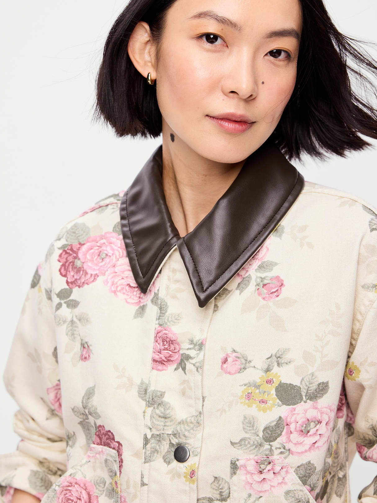 Cropped Barn Jacket - Floral Pattern