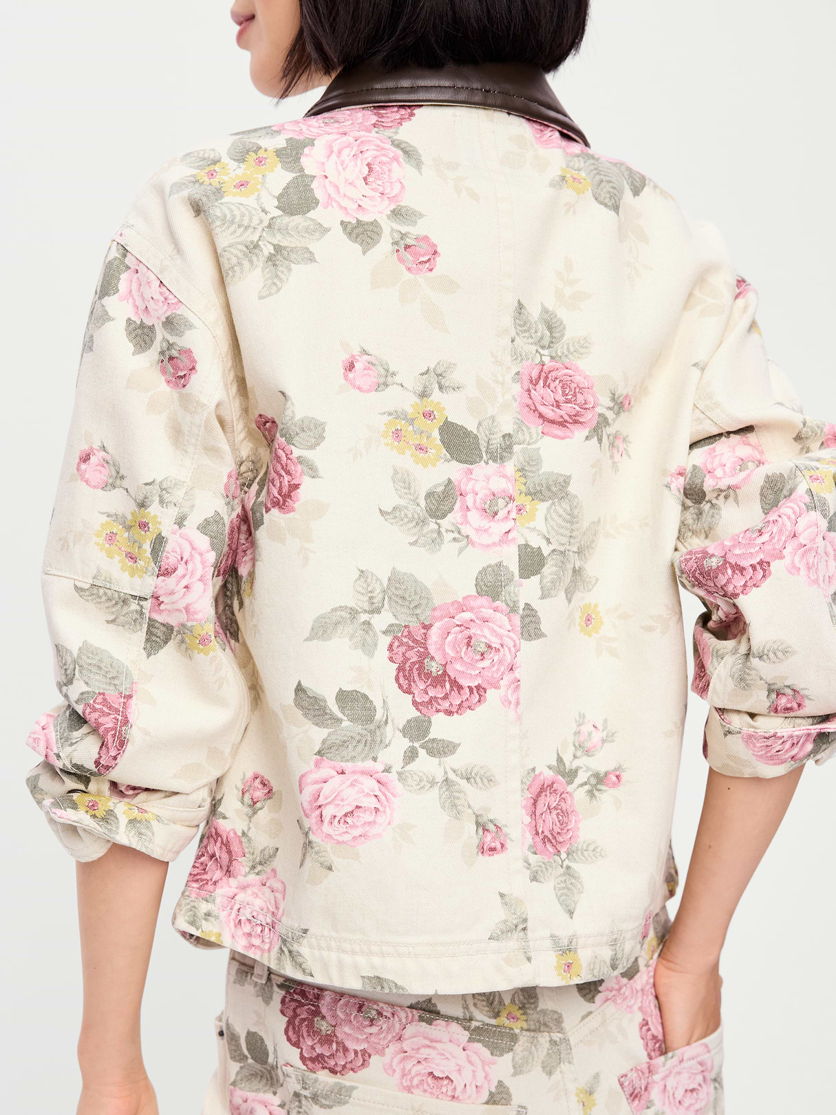 Cropped Barn Jacket - Floral Pattern