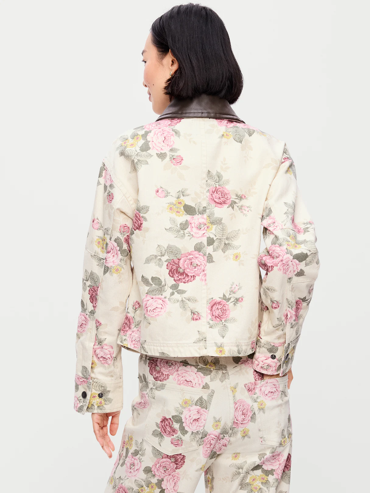 Cropped Barn Jacket - Floral Pattern