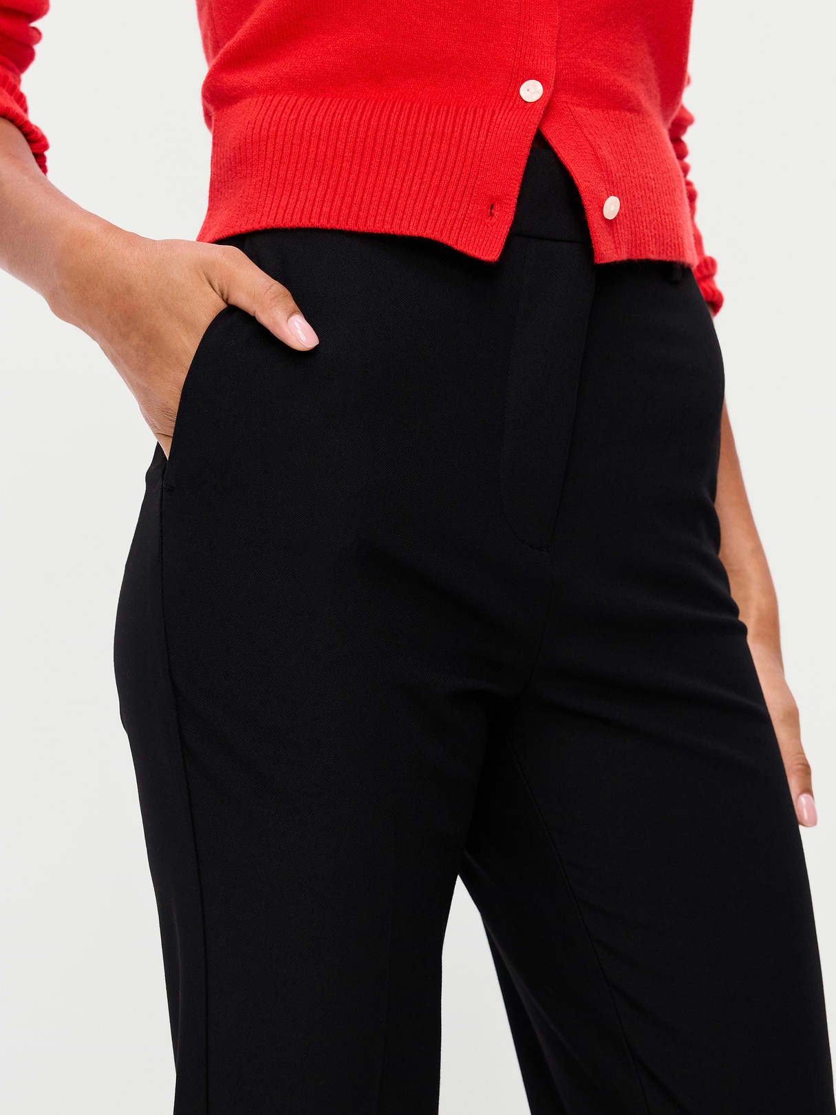 Extra High-Waisted Straight-Leg Twill Pants - Black Jack
