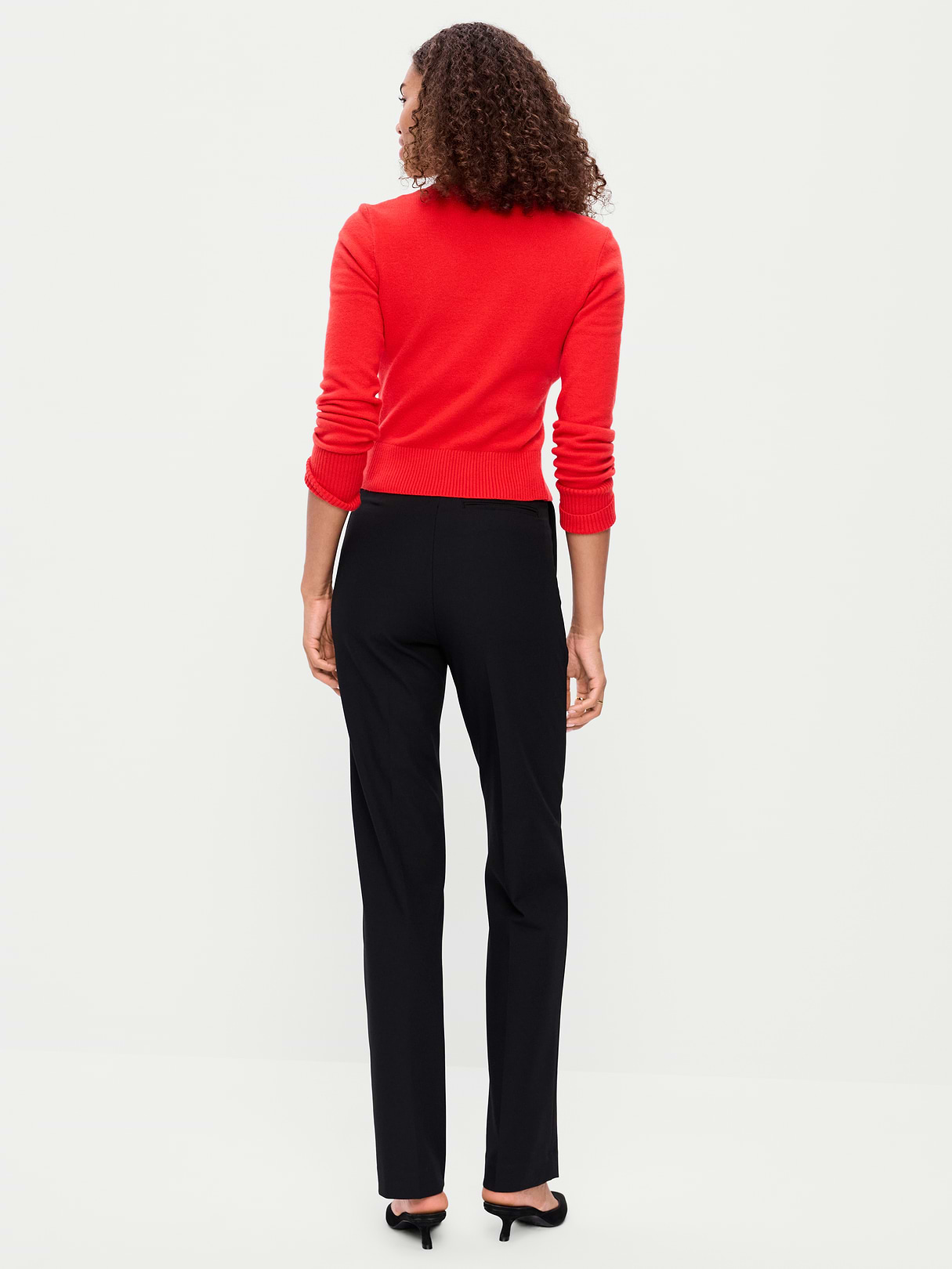 Extra High-Waisted Straight-Leg Twill Pants - Black Jack