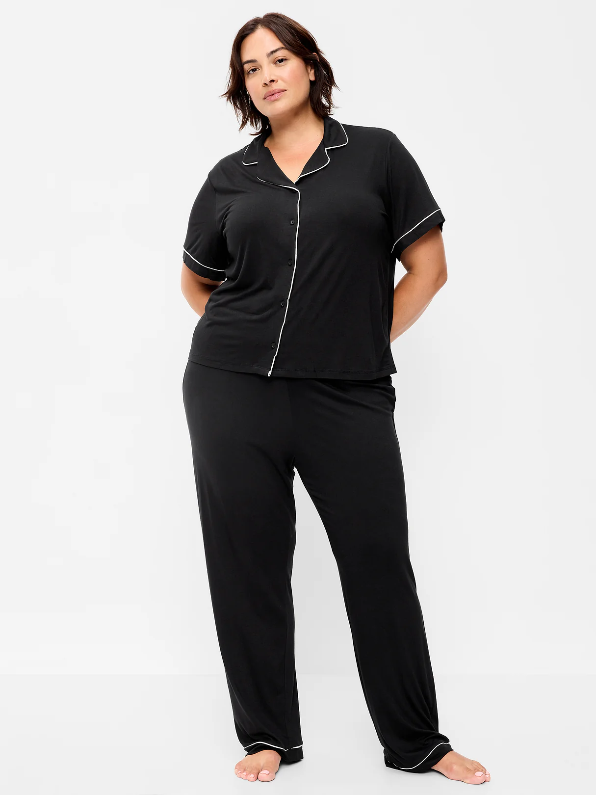 Sunday Sleep Knit Jersey Pant Set - Black Jack