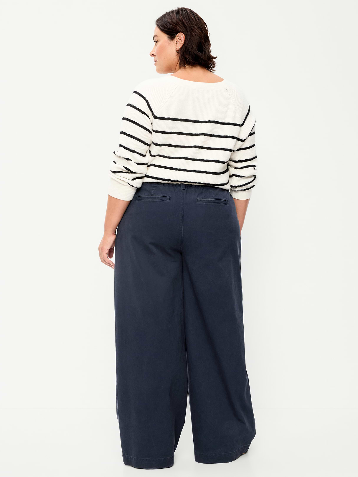 Mid-Rise Pleated Wide-Leg Pants - Navy Captain