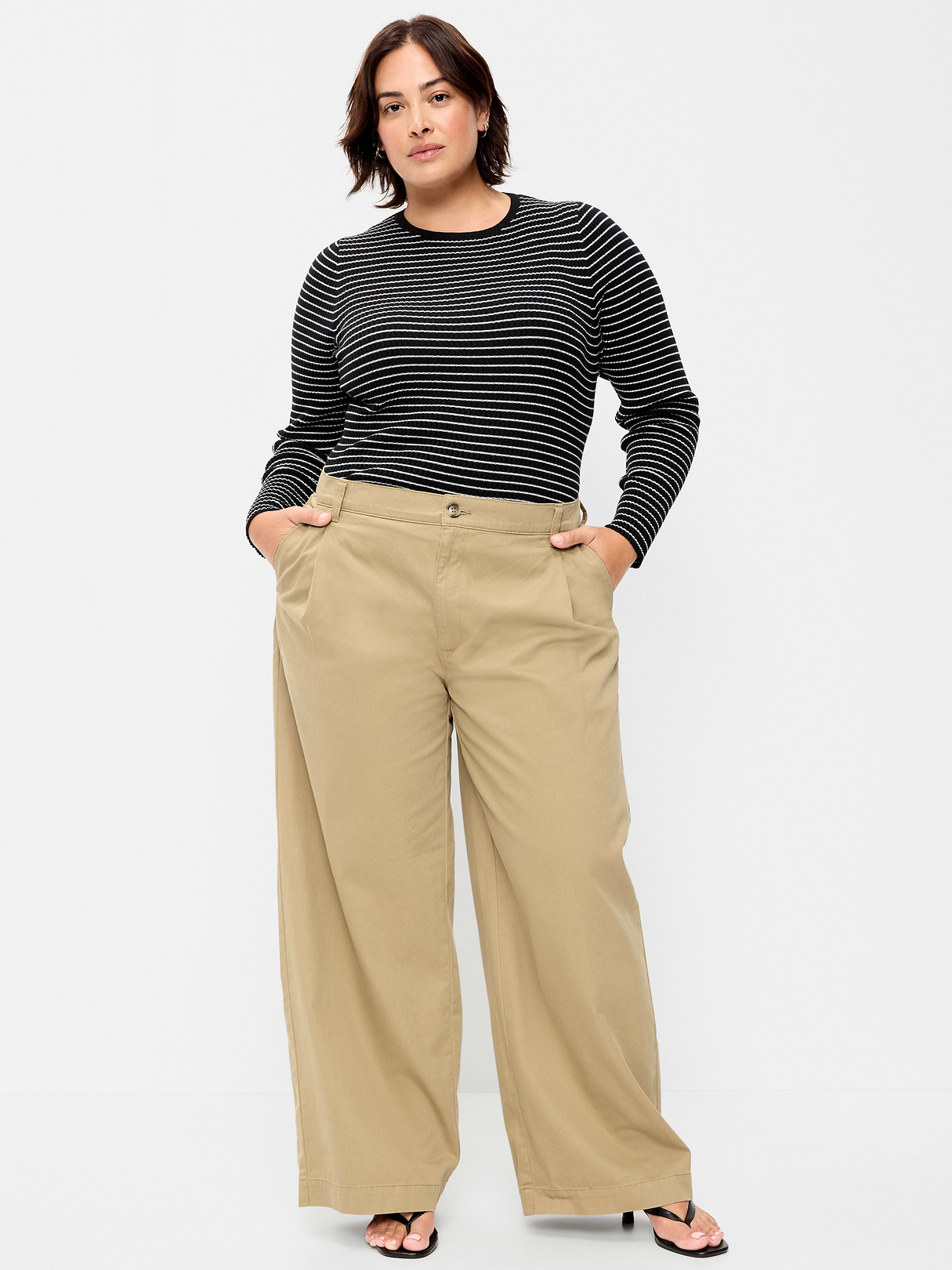 Mid-Rise Pleated Wide-Leg Pants - Teakwood