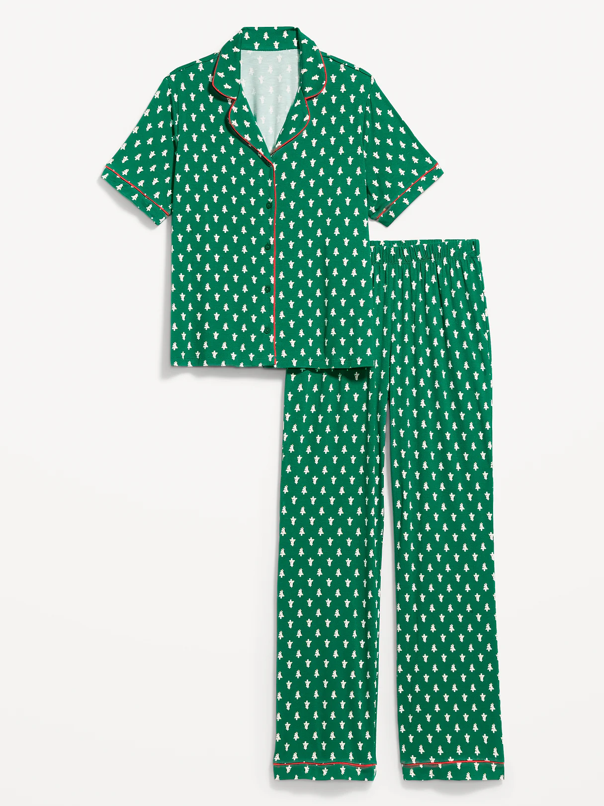 Sunday Sleep Knit Jersey Pant Set - Green Trees