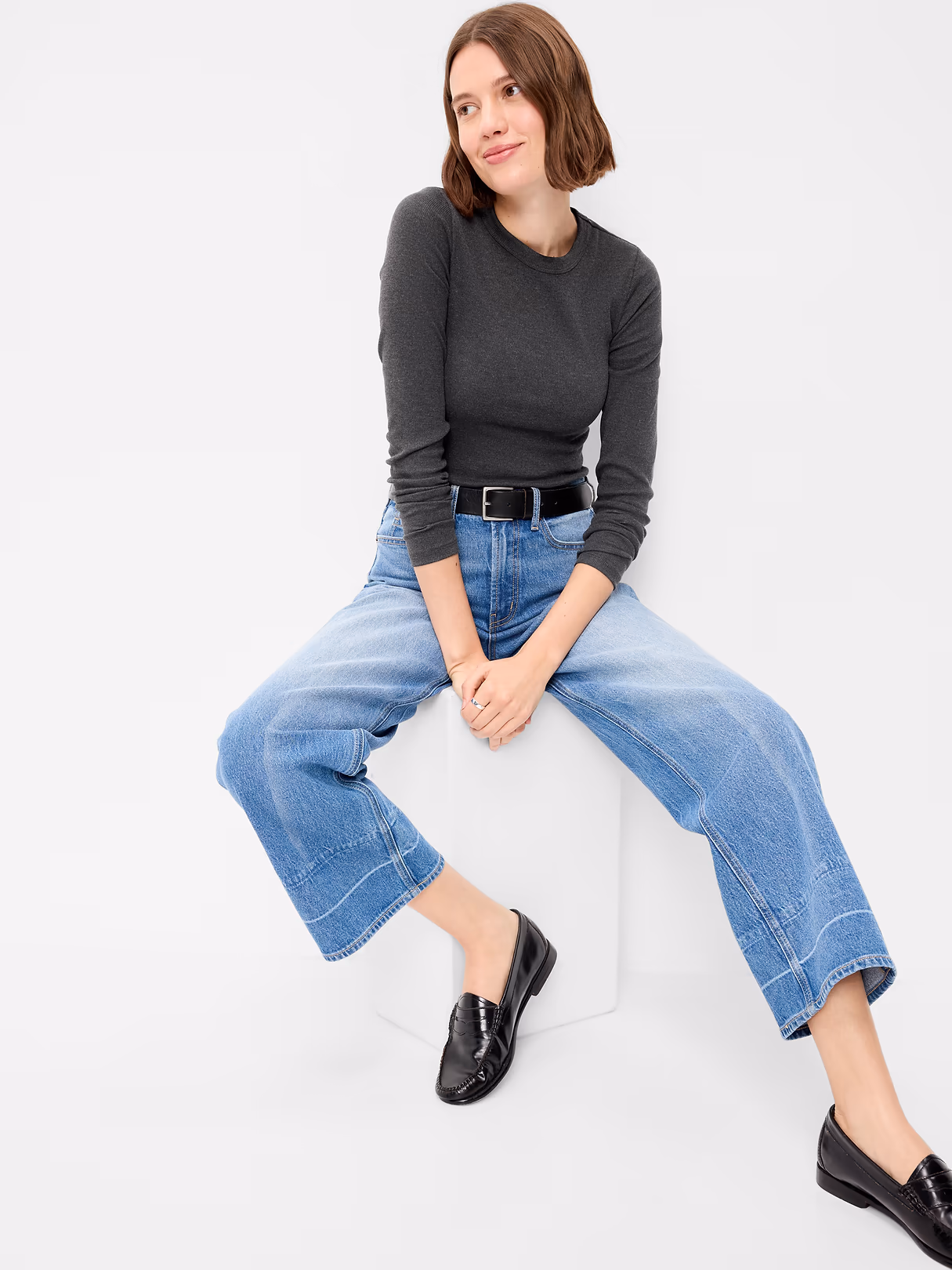 Snug Long-Sleeve Striped Ribbed T-Shirt - Panther