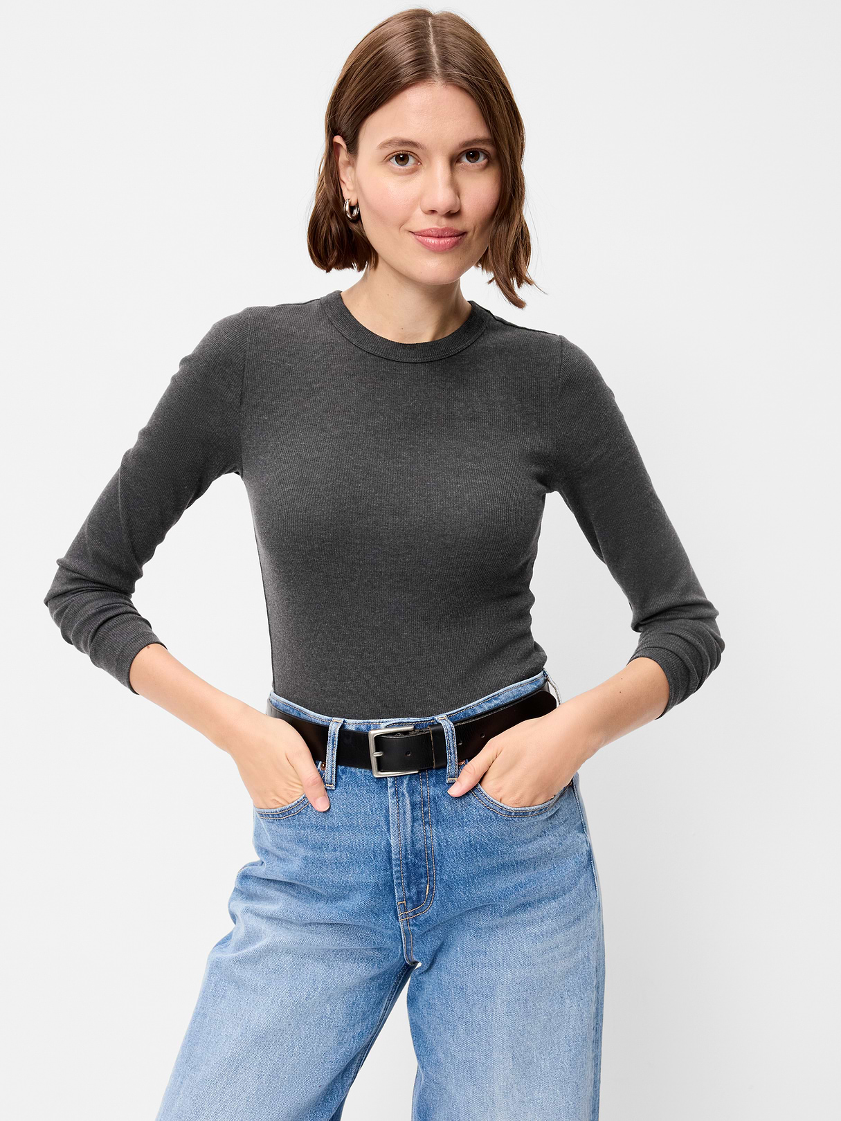 Snug Long-Sleeve Striped Ribbed T-Shirt - Panther