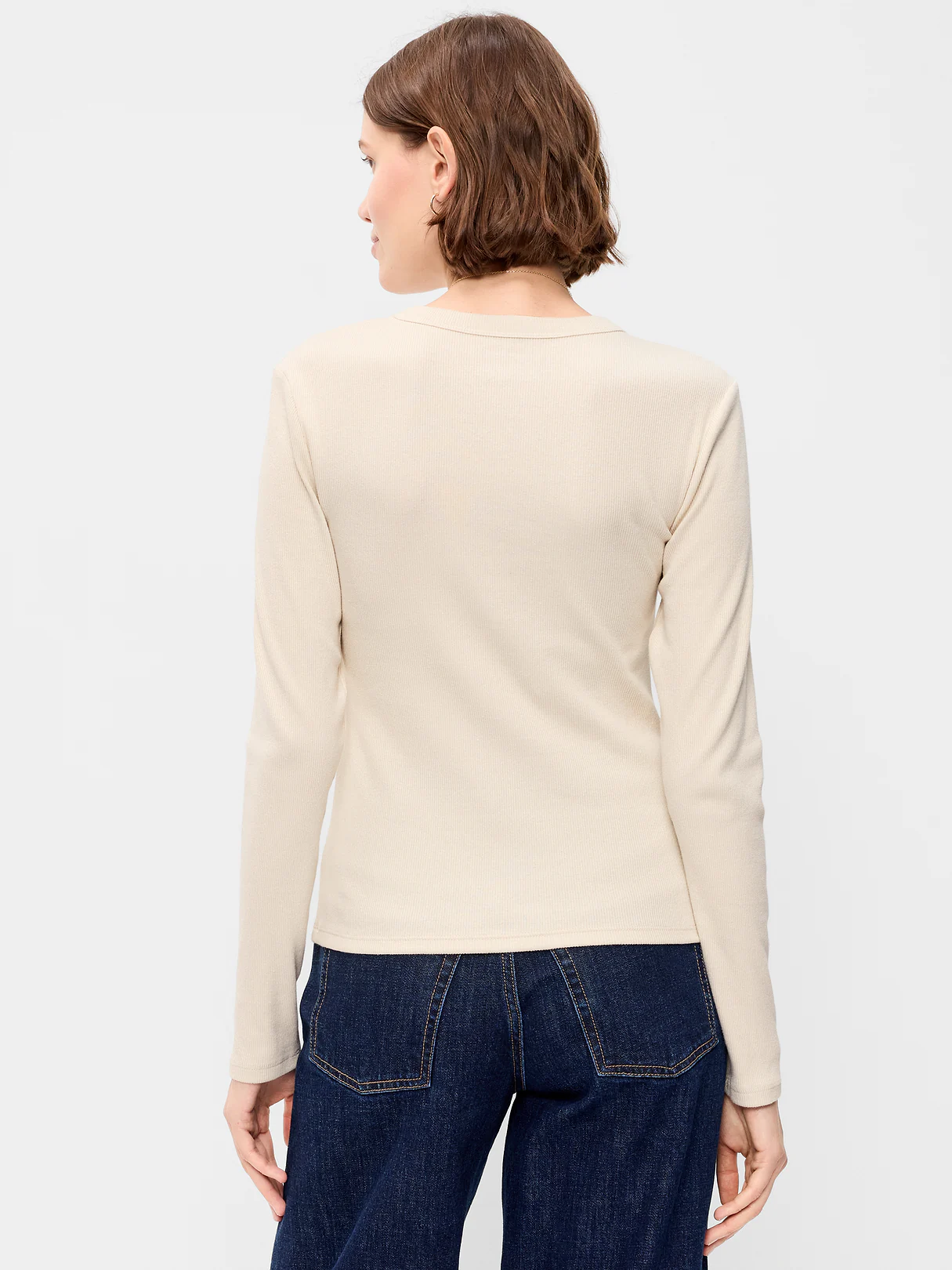 Snug Long-Sleeve Striped Ribbed T-Shirt - Wish Bone
