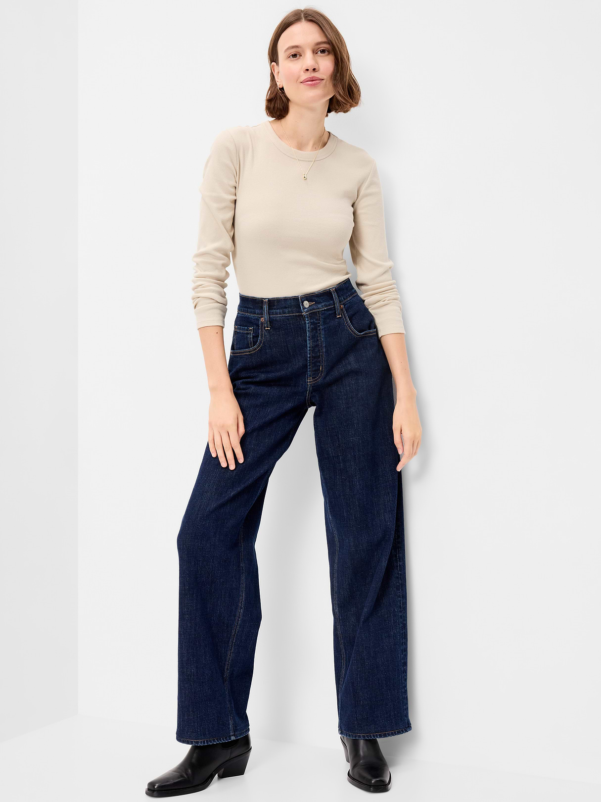 Snug Long-Sleeve Striped Ribbed T-Shirt - Wish Bone