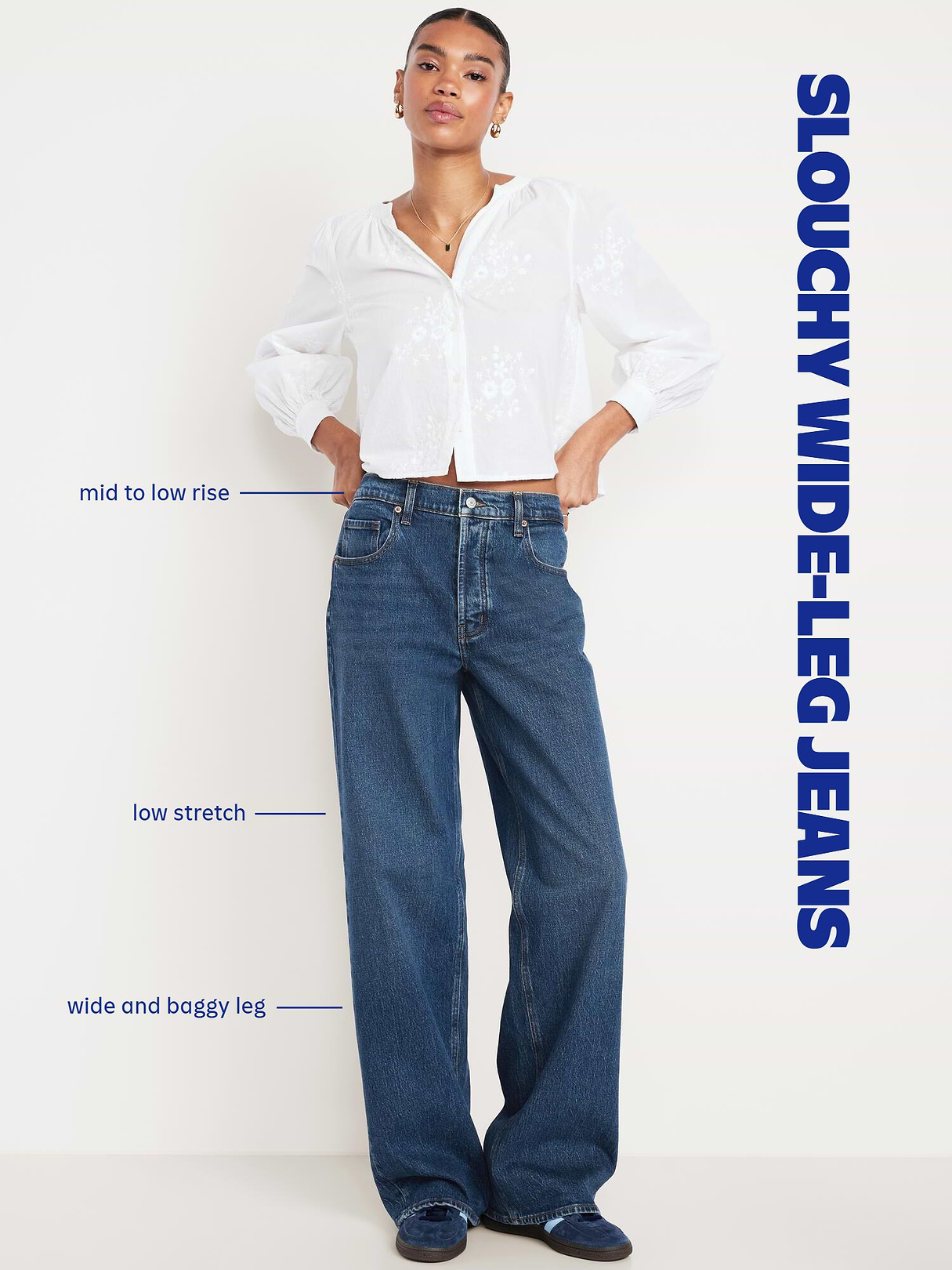 Mid-Rise Slouchy Wide-Leg Jeans - Dark Wash